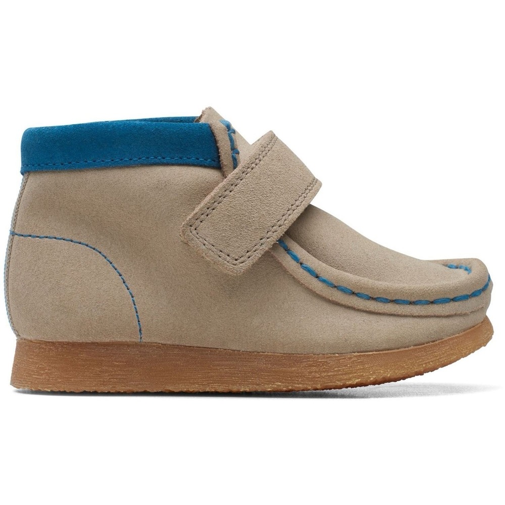 CLARKS New Wallabee Booties US 6W Big Kid Sand Combi LEATHER Toddler Shoes Suede